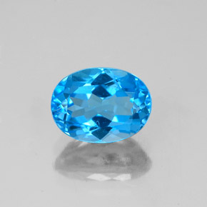 Topacio azul natural de 1,78 ct, corte óvalo, VS-SI