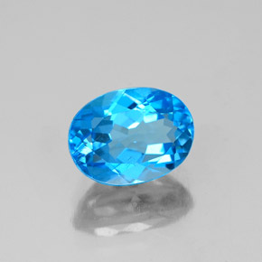 Topacio azul natural de 1,78 ct, corte óvalo, VS-SI