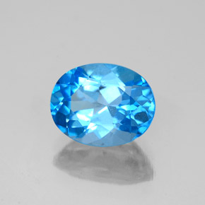 Topacio azul natural de 2,50 ct, corte óvalo, VS