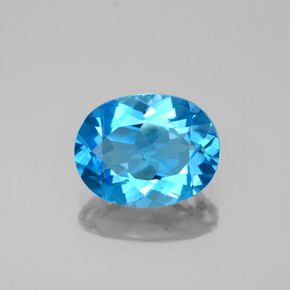 Topacio azul natural de 2,21 ct, corte óvalo, VVS-VS