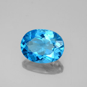 Topacio azul natural de 2,21 ct, corte óvalo, VVS-VS