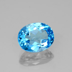 Topacio azul natural de 2,53 ct, corte óvalo, VS