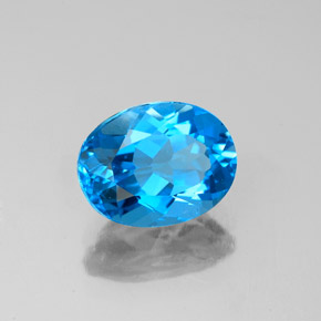 Topacio azul natural de 2,28 ct, corte óvalo, VS