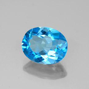 Topacio azul natural de 2,36 ct, corte óvalo, VS-SI