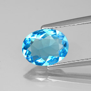 Topacio azul natural de 1,84 ct, corte óvalo, VS-SI