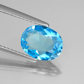 Topacio azul natural de 1,84 ct, corte óvalo, VS-SI