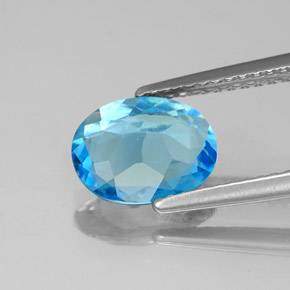 Topacio azul natural de 1,84 ct, corte óvalo, VS-SI
