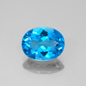 Topacio azul natural de 2,25 ct, corte óvalo, VS