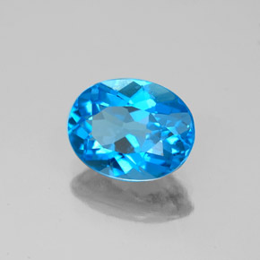 Topacio azul natural de 2,25 ct, corte óvalo, VS