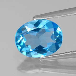 Topacio azul suizo natural de 1,85 ct, corte óvalo, VS