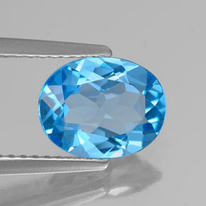 Topacio azul suizo natural de 1,85 ct, corte óvalo, VS