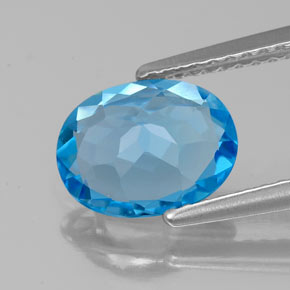 Topacio azul suizo natural de 1,85 ct, corte óvalo, VS