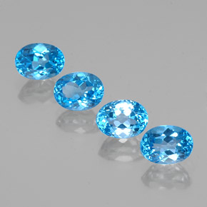 Gemas de topacio azul natural de 7,30 ct, corte óvalo, VVS-VS