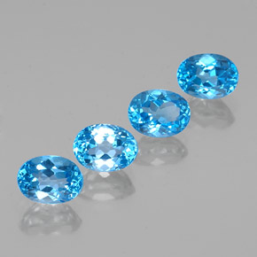 Gemas de topacio azul natural de 7,30 ct, corte óvalo, VVS-VS