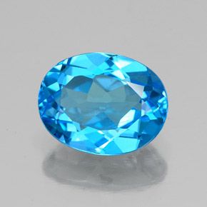 Topacio azul natural de 2,18 ct, corte óvalo, VS