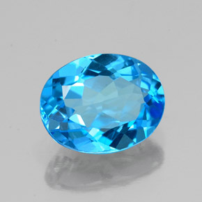 Topacio azul natural de 2,18 ct, corte óvalo, VS