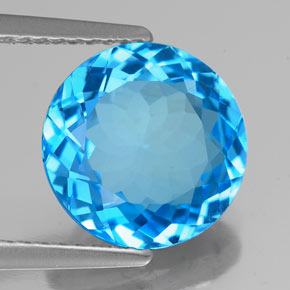 Topacio azul natural de 3,90 ct, corte redondo, VS