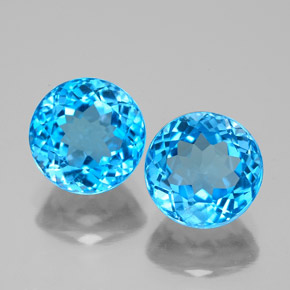Gemas de topacio azul natural de  ct, corte redondo, VS