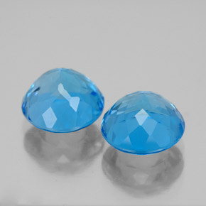 Gemas de topacio azul natural de  ct, corte redondo, VS