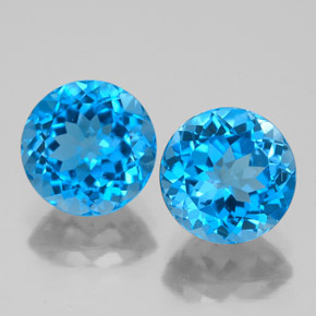 Gemas de topacio azul suizo natural de  ct, corte redondo, VS