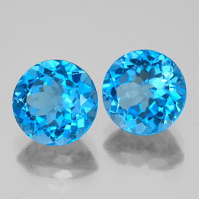 Gemas de topacio azul suizo natural de  ct, corte redondo, VS