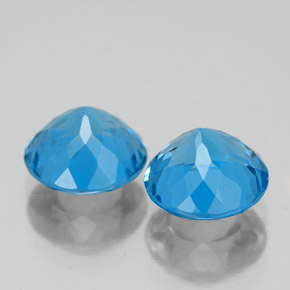 Gemas de topacio azul suizo natural de  ct, corte redondo, VS