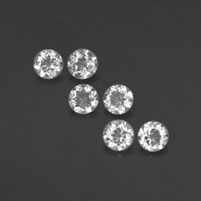 Gemas de topacio blanco natural de  ct, corte redondo, VS