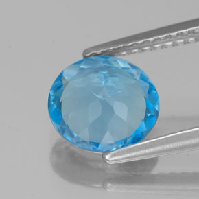 Topacio azul natural de 1,77 ct, corte redondo, SI