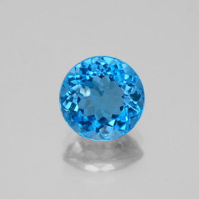 Topacio azul natural de 2,34 ct, corte redondo, SI