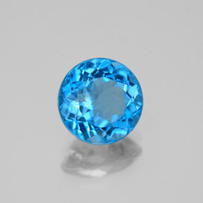 Topacio azul natural de 2,34 ct, corte redondo, SI