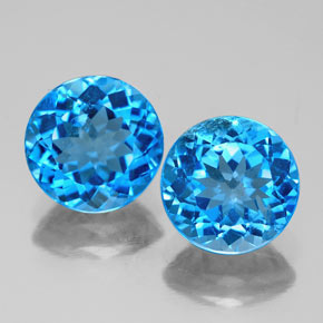 Gemas de topacio azul natural de  ct, corte redondo, VS-SI