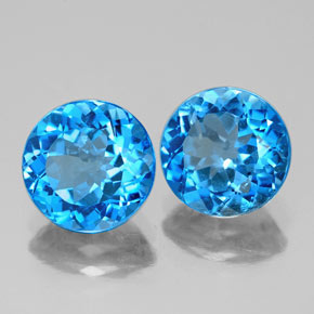 Gemas de topacio azul natural de  ct, corte redondo, VS-SI
