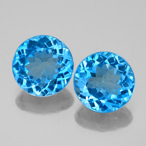 Gemas de topacio azul natural de  ct, corte redondo, VS-SI