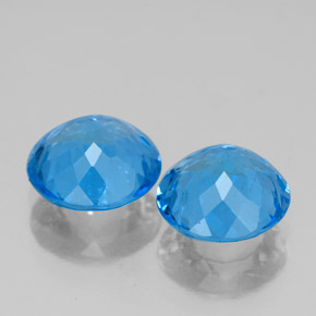 Gemas de topacio azul natural de  ct, corte redondo, VS-SI