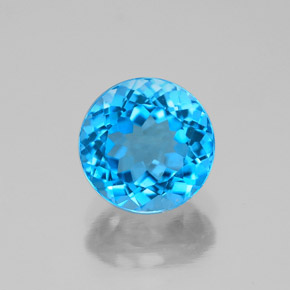 Topacio azul natural de 2,24 ct, corte redondo, VVS