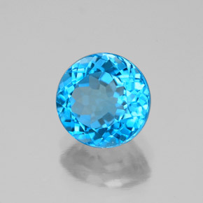 Topacio azul natural de 2,24 ct, corte redondo, VVS