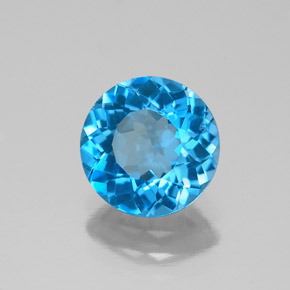 Topacio azul natural de 2,11 ct, corte redondo, VS