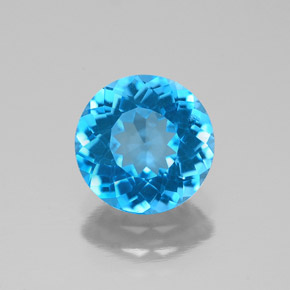 Topacio azul natural de 2,11 ct, corte redondo, VS