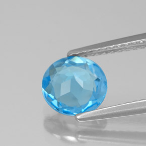Topacio azul natural de 1,58 ct, corte redondo, VS
