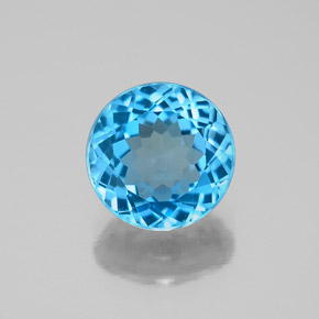 Topacio azul natural de 2,15 ct, corte redondo, VVS-VS
