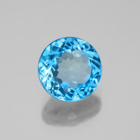 Topacio azul natural de 2,15 ct, corte redondo, VVS-VS