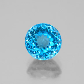 Topacio azul natural de 1,94 ct, corte redondo, VS