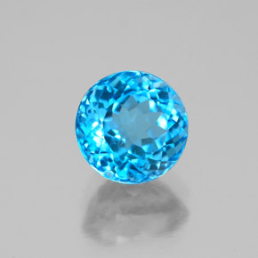 Topacio azul natural de 1,94 ct, corte redondo, VS