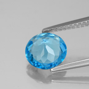 Topacio azul natural de 1,68 ct, corte redondo, VS