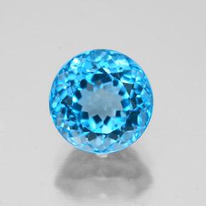 Topacio azul natural de 2,78 ct, corte redondo, VVS