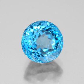 Topacio azul natural de 2,78 ct, corte redondo, VVS