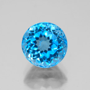 Topacio azul natural de 2,92 ct, corte redondo, VS