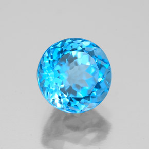 Topacio azul natural de 2,92 ct, corte redondo, VS