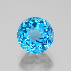 Topacio azul natural de 2,85 ct, corte redondo, VS