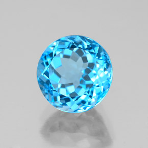 Topacio azul natural de 2,85 ct, corte redondo, VS